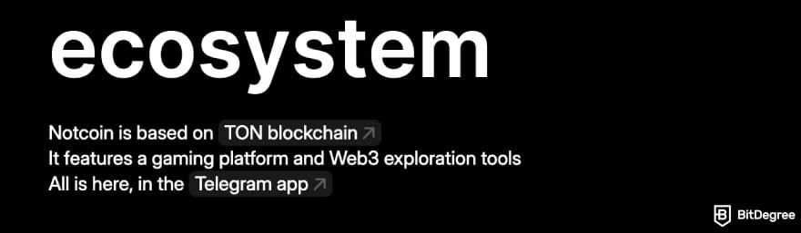 What is Notcoin: Notcoin's ecosystem page.