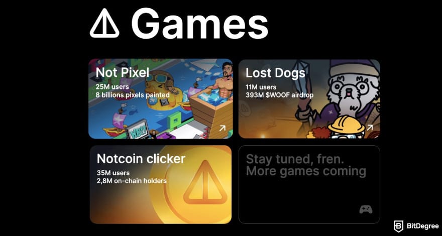 What is Notcoin: Notcoin's available games.
