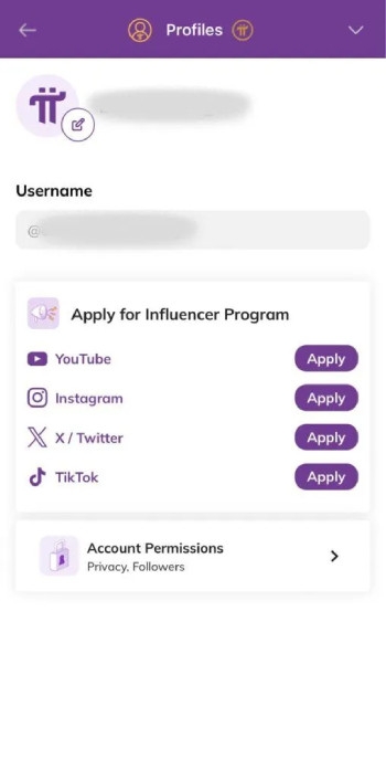 What is Pi Network: influencer program mobile interface.