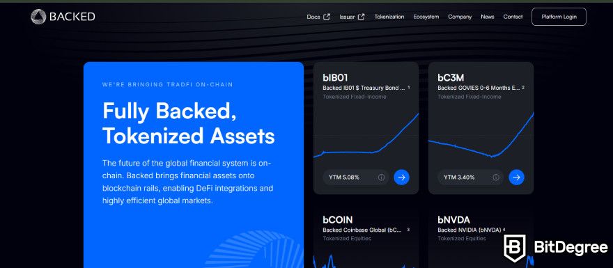 What is RWA in crypto: Backed Finance homepage.