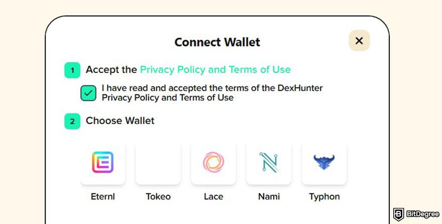 What is SNEK coin: the interface when trying to connect a crypto wallet to SNEK's website.