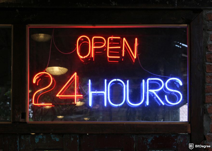 What is strategic Bitcoin reserve: a neon 24-hour sign.