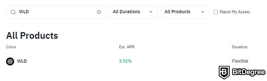 What is Worldcoin: WLD listing on Binance Earn platform.