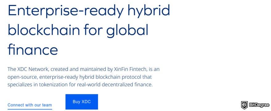 What is XDC crypto: XDC Network introduction on XinFin's website.