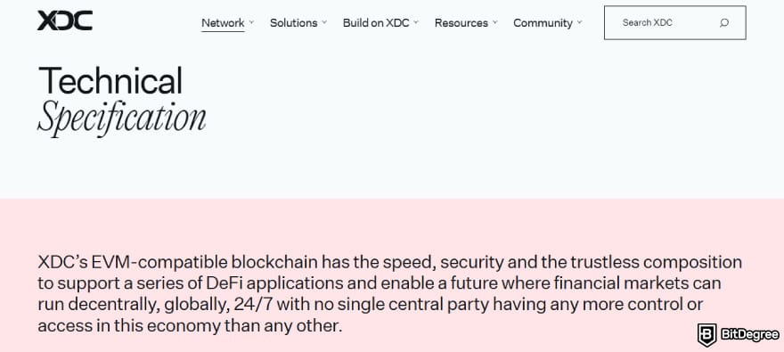 What is XDC crypto: XDC Network technical specification page.