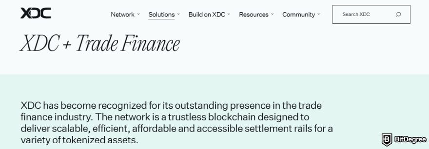 What is XDC crypto: XDC role in trade finance.