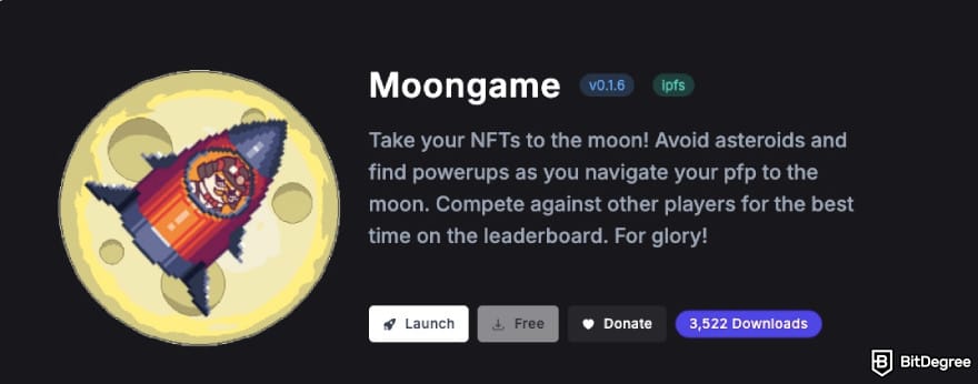 What is xNFT: Moongame application's download page.