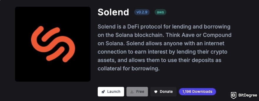 What is xNFT: Solend application's download page.