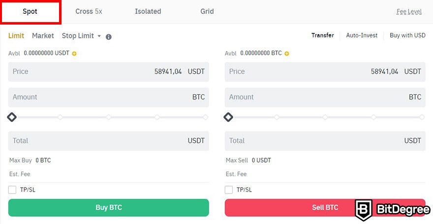 Where to buy BOOK OF MEME coin: the Spot tab on Binance's trading interface.