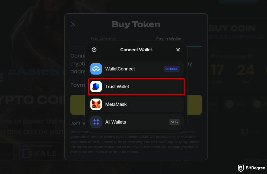 Where to buy JetBolt crypto: connect Trust Wallet to JetBolt.