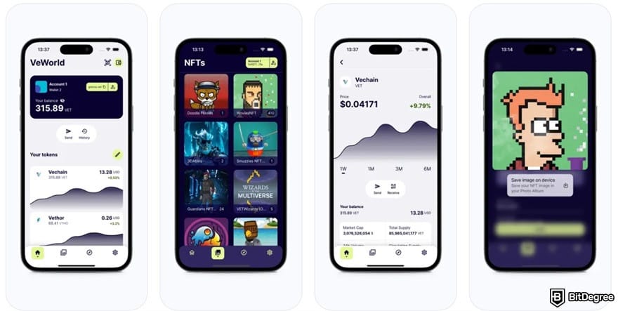 Where to buy VeChain: the mobile app screenshots of VeWorld.