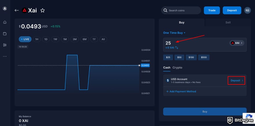 Where to buy Xai crypto: Crypto.com buy XAI page.