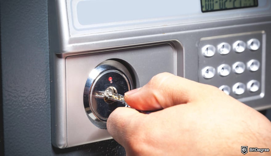 Where to buy XDC: a person opening a safe.