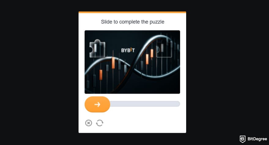 Where to buy XDC: Bybit slider CAPTCHA.