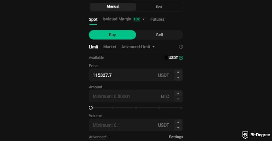 Where to buy XDC: limit order on KuCoin.