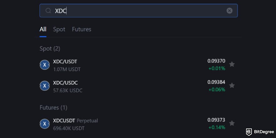 Where to buy XDC: XDC trading pairs on MEXC.