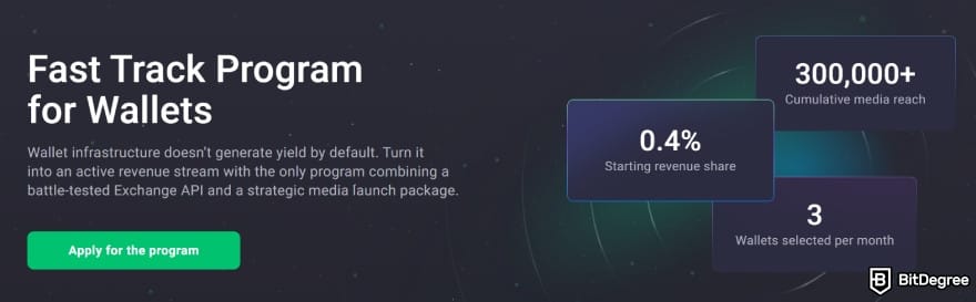 White label crypto exchange: Fast Track program for wallets.
