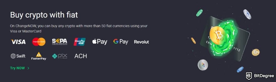 White label crypto exchange: fiat support on ChangeNOW.
