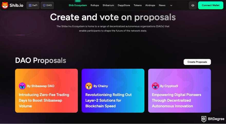 Will Shiba Inu coin reach $1: a screenshot of the Doggy DAO.