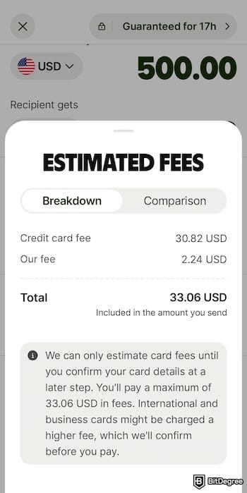 Wise review: the estimated fee breakdown. Wise review: the estimated fee breakdown.