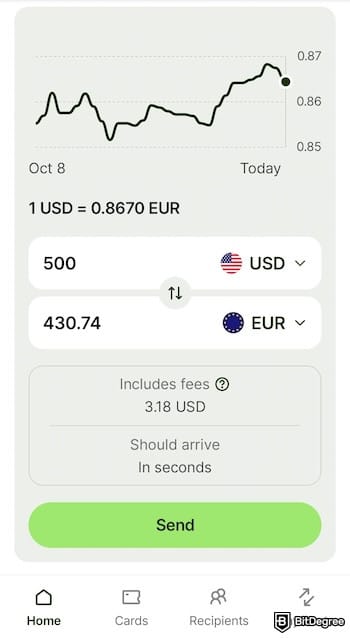 Wise review: transfer calculator on the Wise app. Wise review: transfer calculator on the Wise app.