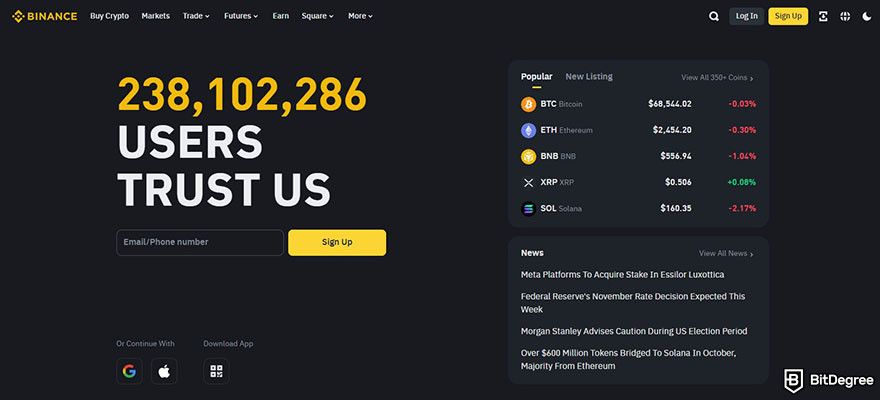 Withdrawal Bitstamp: Binance homepage.