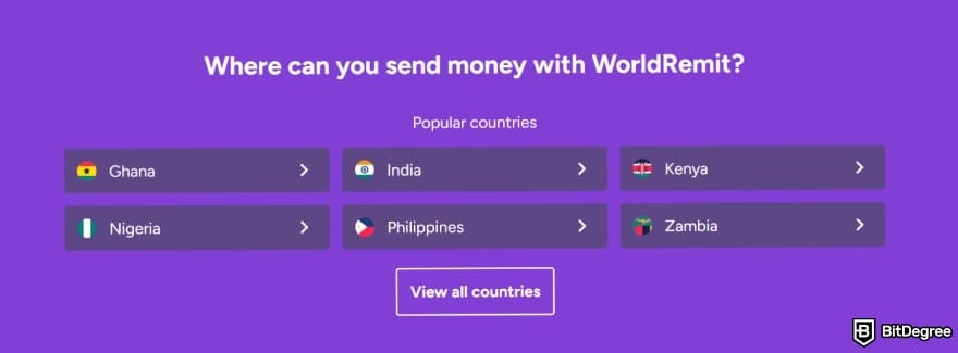 WorldRemit review: a list of popular countries where you can send money via WorldRemit. WorldRemit review: a list of popular countries where you can send money via WorldRemit.