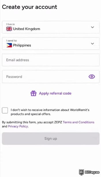 WorldRemit review: provide email and password. WorldRemit review: provide email and password.
