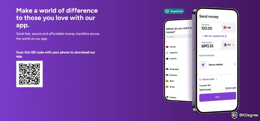 WorldRemit review: a QR code to download the app. WorldRemit review: a QR code to download the app.