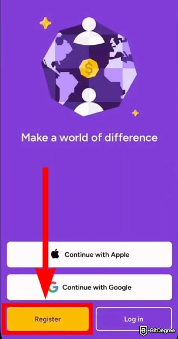 WorldRemit review: tap the [Register] button.