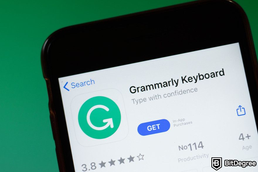 Writesonic review: Grammarly appstore page.