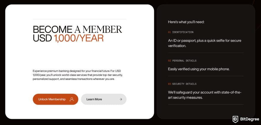 Xapo bank review: becoming a member on Xapo.
