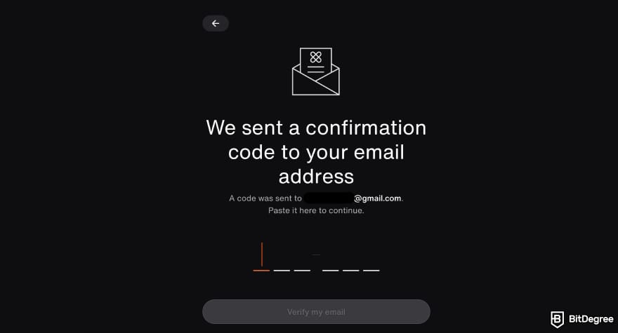 Xapo bank review: email verification.