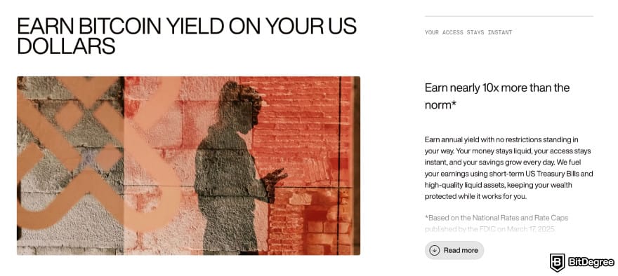 Xapo bank review: earn BTC yield on your dollars.