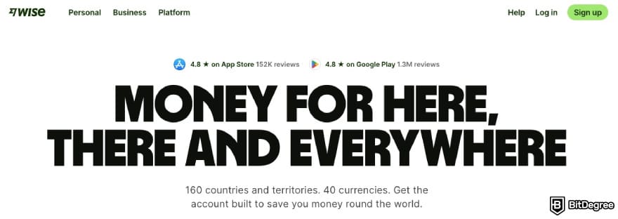 Xe review: Wise's homepage.