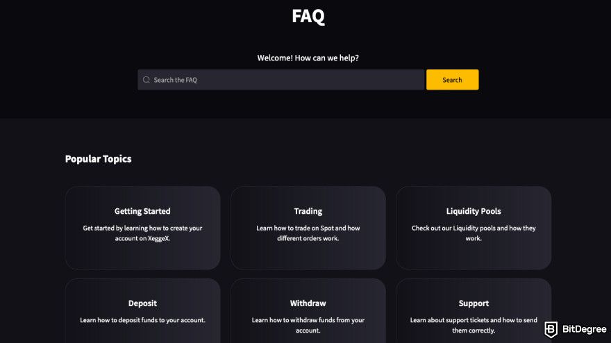 XeggeX exchange review: a screenshot of XeggeX help center.