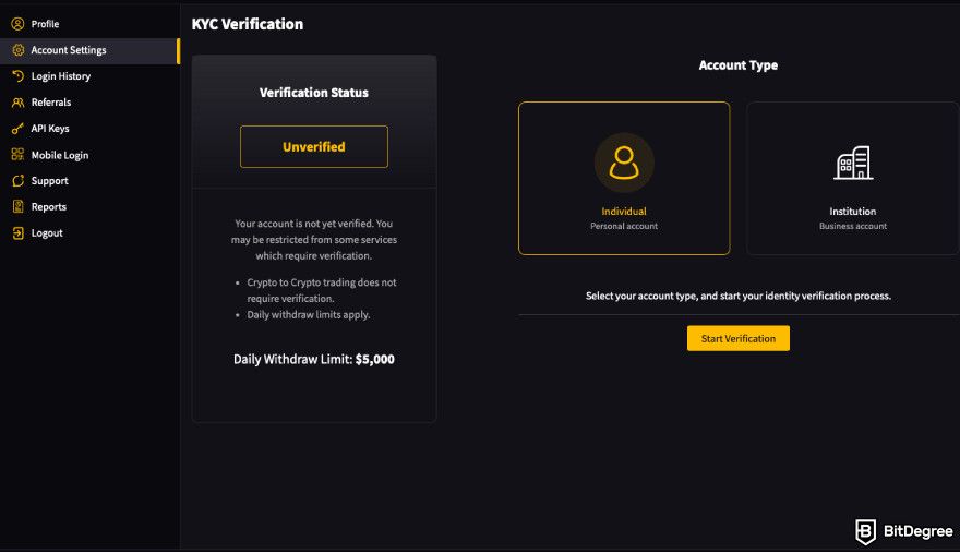 XeggeX exchange review: a screenshot of unverified status on XeggeX.