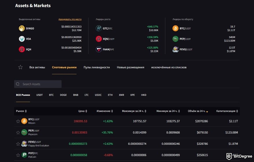 XeggeX отзывы: спотовые рынки XeggeX.