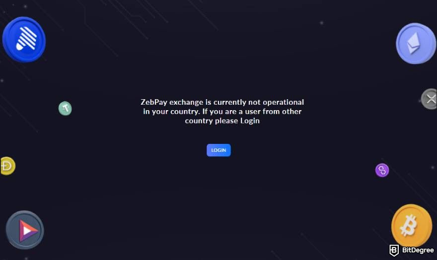 ZebPay review: error message.