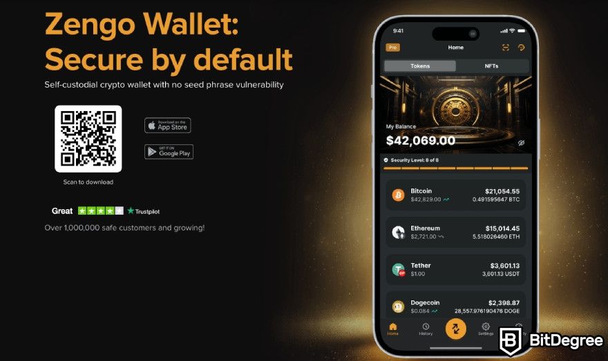 Zengo wallet review: homepage.