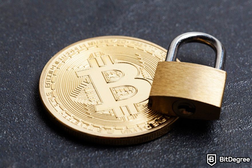 Zero knowledge proof: a Bitcoin token with a padlock.