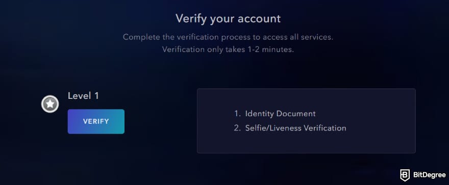 Zignaly review: a prompt to verify your account.