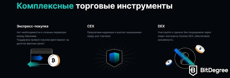 Zoomex отзывы: торговые инструменты, CEX и DEX.