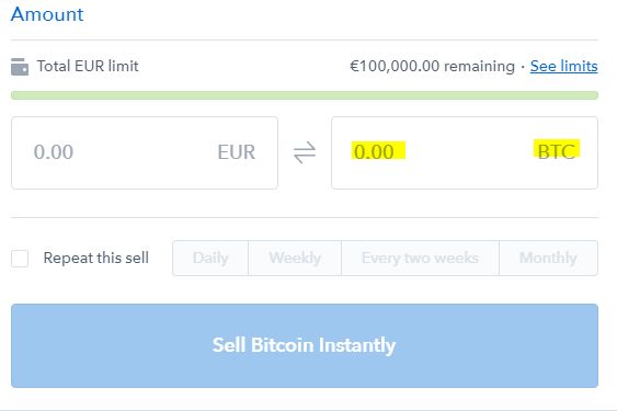 Cách rút tiền từ Bitcoin: Coinbase bán Bitcoin ngay lập tức.