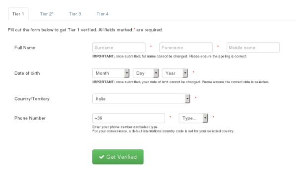 Kraken exchange: Verificación Nivel 1.