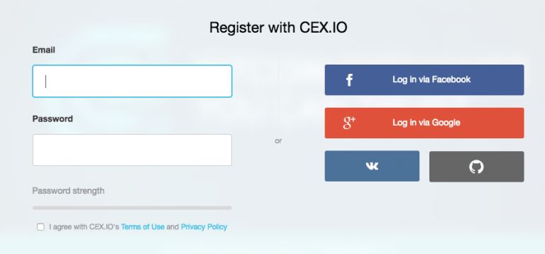 Купить Ethereum: регистрация на Cex.io.