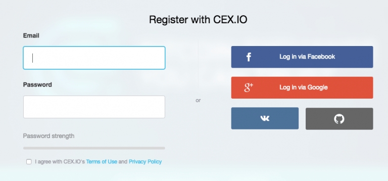 Como comprar Ethereum: Login na conta CEX.IO.