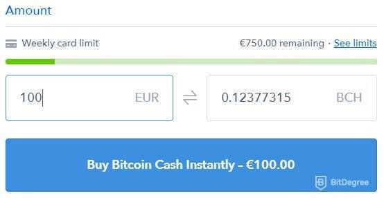 What is Bitcoin Cash: weekly limit of Coinbase account.