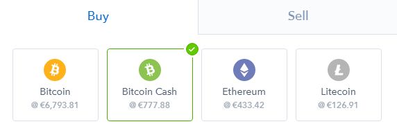 O Que É Bitcoin Cash: selecionando o Bitcoin Cash na Coinbase.