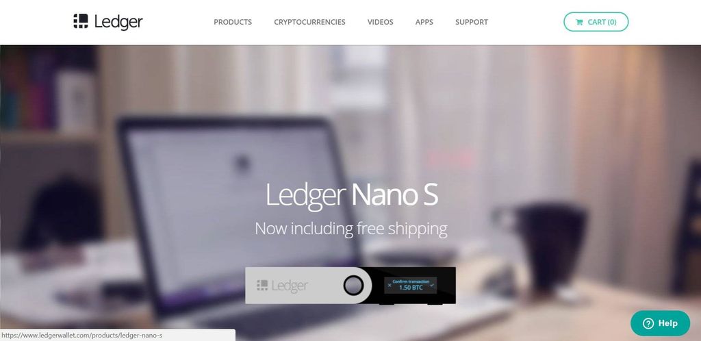 Mejor Monedero Bitcoin: Página principal de Ledger Nano S.